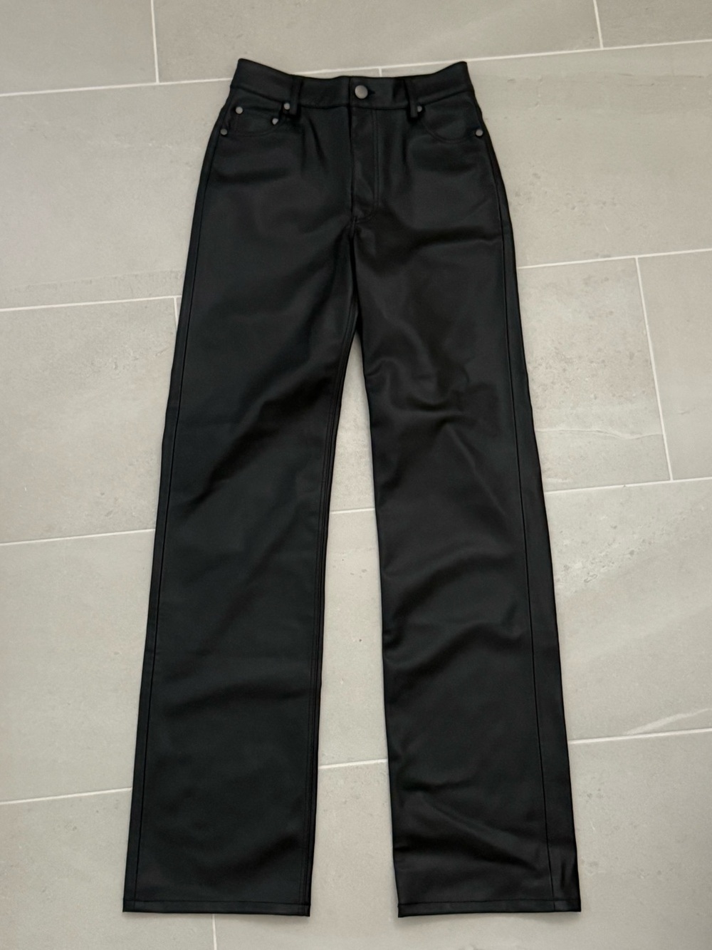 Zara Black Straight-Leg Leather Pants Size 2